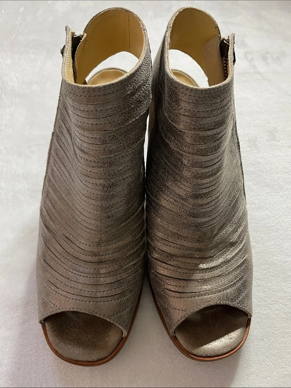 Paul Green size 6.5 (9)Cayenne peep toe booties in metallic finish